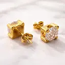 Pendientes dormilonas de Oro Amarillo 18 kilates y Circonitas 6.9 mm