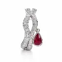 Argolla de Brillantes y Rubí en Oro blanco 18 k