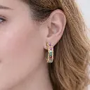 PENDIENTES Argollas ORO Amarillo 18K con brillantes y zafiros de colores