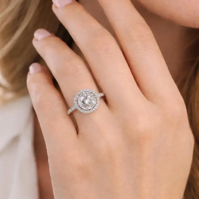 ANILLO SOLITARIO BRILLANTES 9 en 1, Oro Blanco 18 kilates, Anillo Compromiso Oro Brillantes