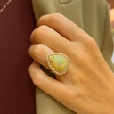 ANILLO ÓPALO en forma Gota y brillantes, Anillo de Oro Amarillo 18 kl