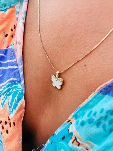 [Ca 47] COLGANTE Mariposa Oro Amarillo de 18 kilates y brillante de 0.0 3 ct