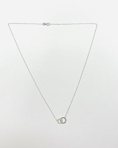 CADENA de Oro Blanco de 18 Kilates con Brillantes de 0.09 kilates cada uno , Collar de Oro blanco 18 kilates, 1. 03 gramos , 45 cm de Largo 