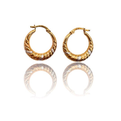 [A55] ARGOLLAS De dos ORO 18K, Pendientes de ORO Amarillo Blanco 18 Kilates, Aros Oro Amarillo Blanco Mate 18k, Aretes Mujer
