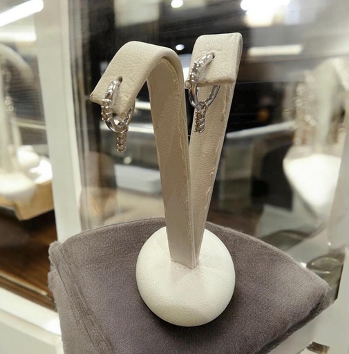 [P 1101] ARGOLLAS Brillantes colgante 2 en 1 de ORO Blanco 18 kilates. Aretes de mujer con colgante.