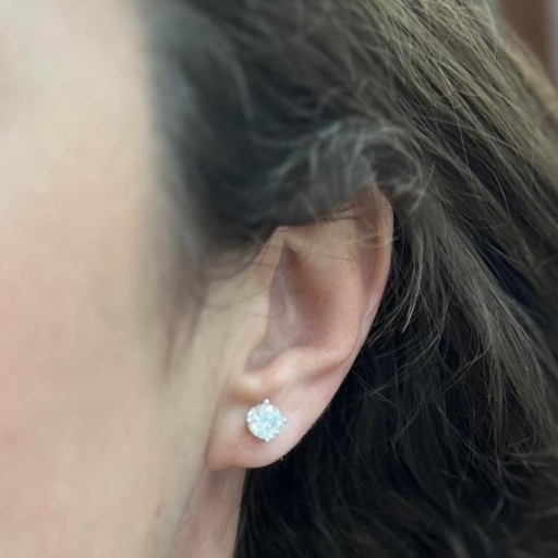 Pendientes Dormilonas de Brillantes 2k certificado GIA, montadas en ORO Blanco de 18 k