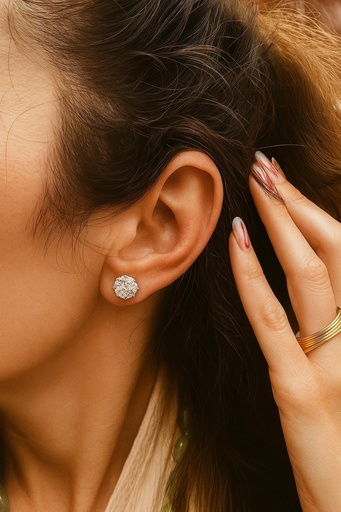 [P 24] Pendientes Oro Blanco de 18 Kilates 9 en 1 Brillantes.