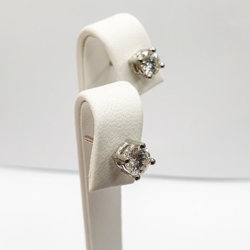 Pendientes de Oro 18k Oro Blanco y Diamantes de 0.30 KILATES Cada uno o 0.60 KILATES En Total Color H Pureza VS1