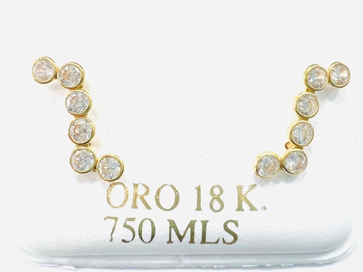 [Tre 1] Pendientes trepadores de Oro Amarillo de 18 kilates y Circonitas