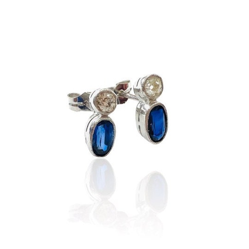 [P 59] PENDIENTES de Oro Blanco de 18 kilates con Zafiros, Pendientes Oro Blanco 18 kilates, Oro Blanco 18