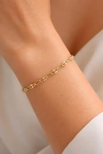[Pu 10] PULSERA de ORO Amarillo Granos de Café de 18 Kilates