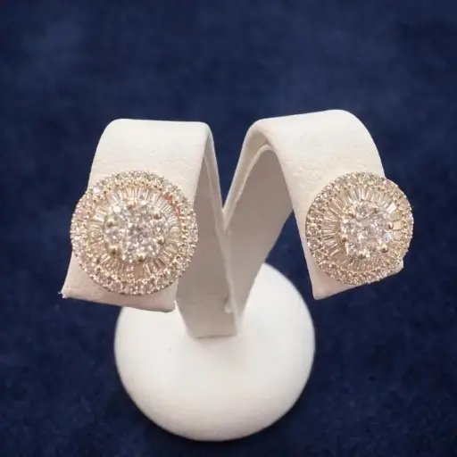 [P 32] Pendientes Redondos de BRILLANTES montados en Oro Amarillo de 18 Kilates